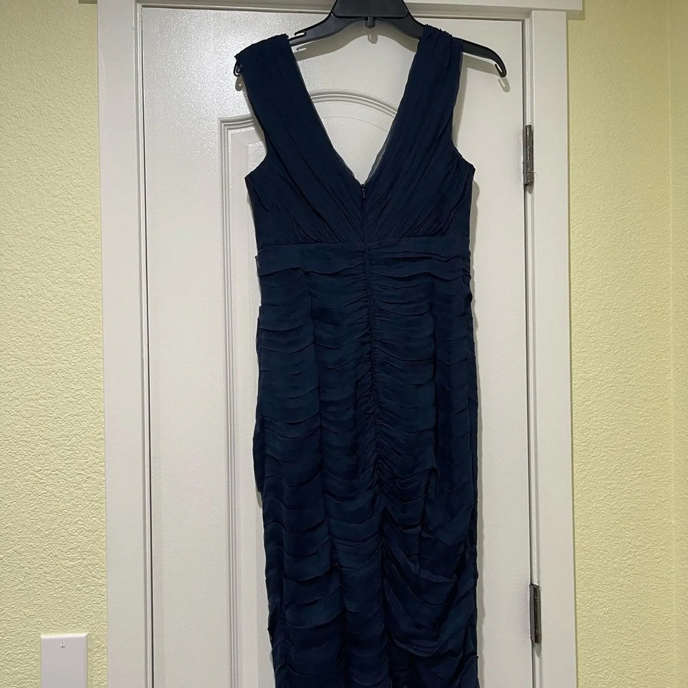 TADASHI SHOJI 100% Silk Dark Blue Dress - Picture 4 of 5